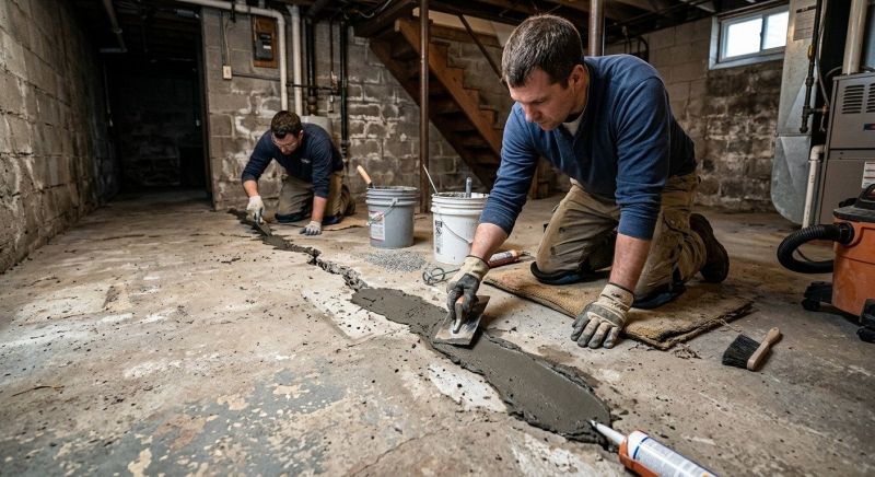 Cracked Basement Floor Repair in Old Lyme, CT